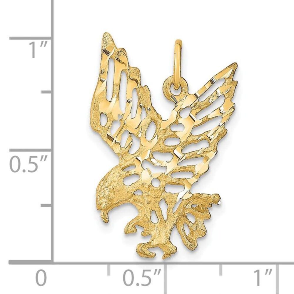10k Yellow Gold Solid Diamond-Cut Eagle Charm - image 7